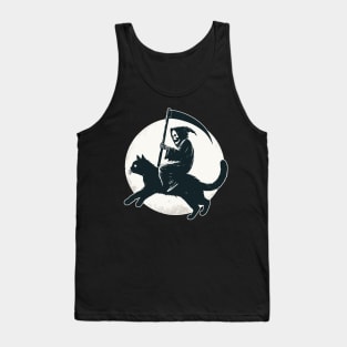 Grim Reaper Riding on Black Cat Tank Top